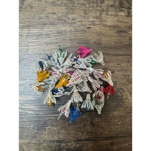 31 Tulip Flower Christmas Mini Lights Push In Lights W: Reflector Covers Vintage